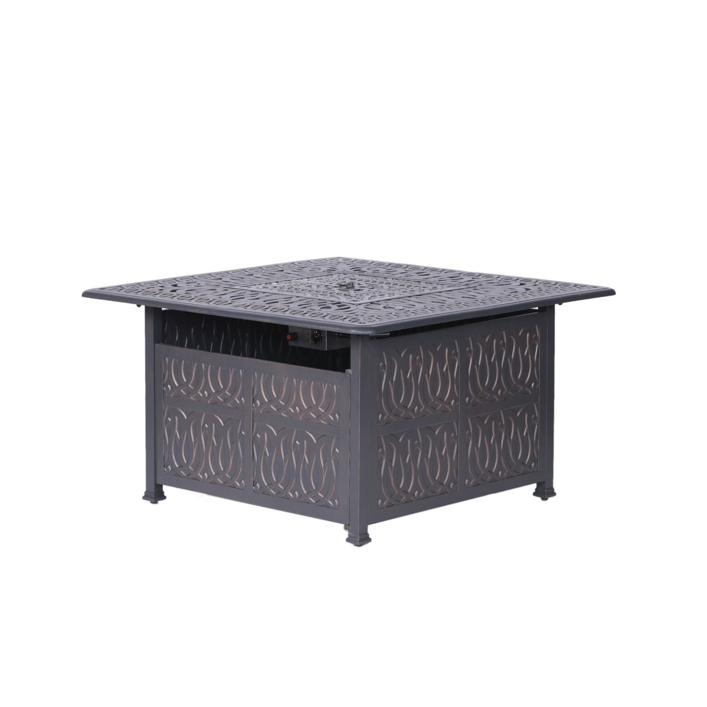 Powder Coated Aluminum Propane Gas Fire Pit Table - Gunmetal Home Essentials