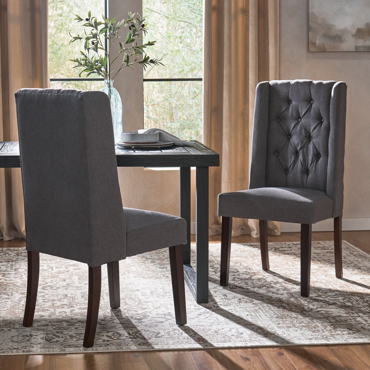 Sophisticated Tufted Dining Chair With High Back Design Noble House