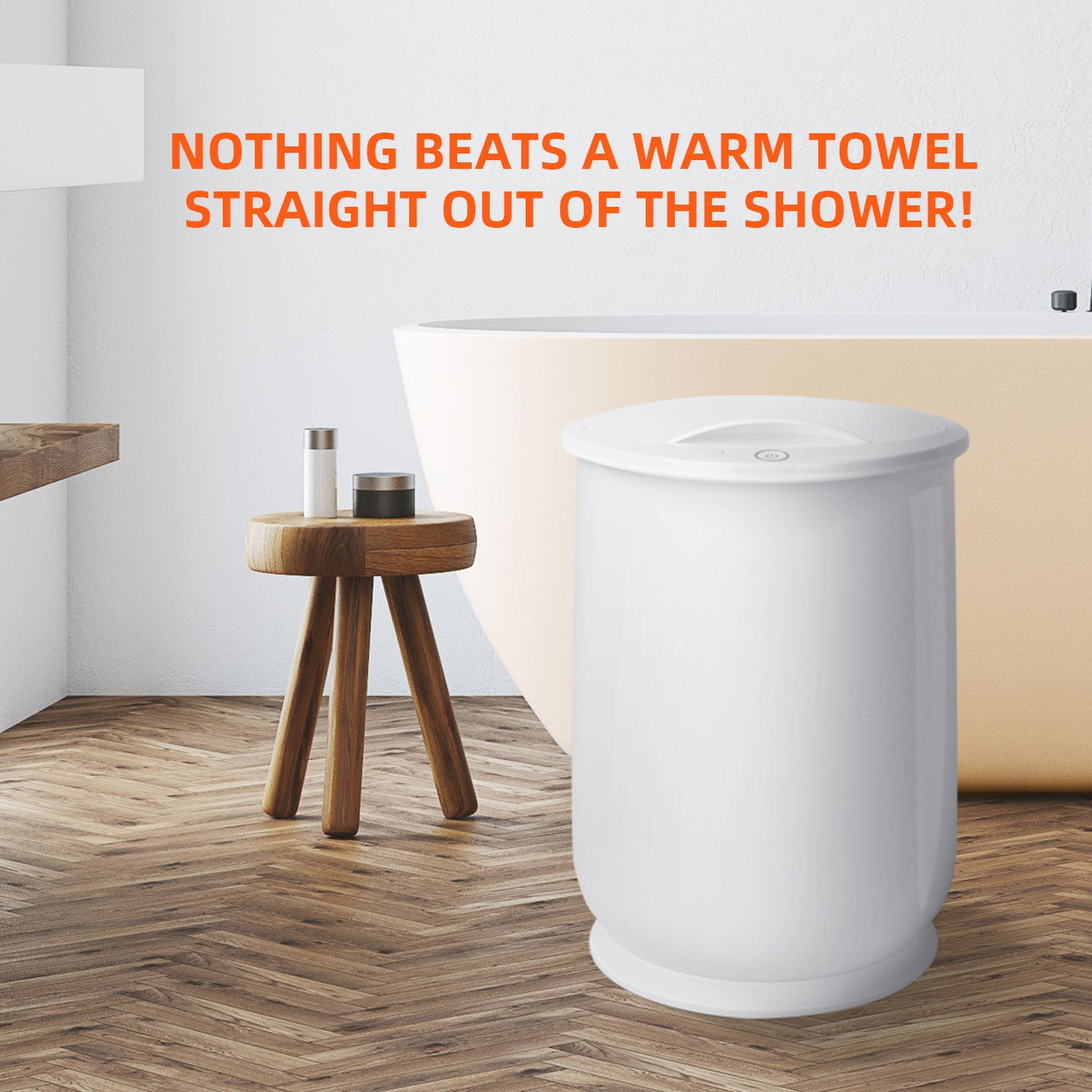 Luxury Bucket Towel Warmers, Large Towel Warmers For The Bathroom, Fits Up To 2 Oversized Towels - White Daily Nest
