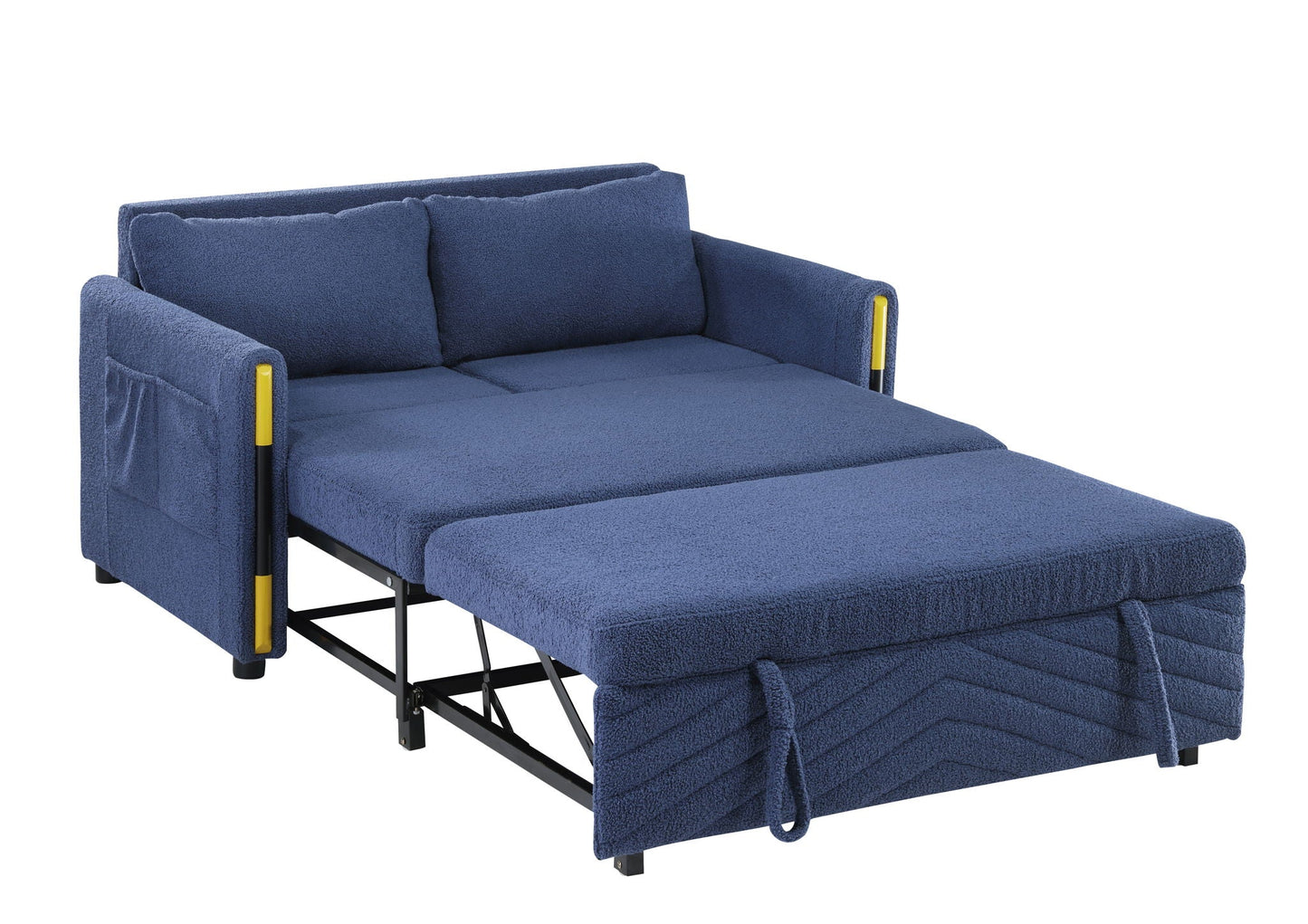Percy - Teddy Velvet Sleeper Loveseat With Dual-Pull Sleeper Design Lilola Home