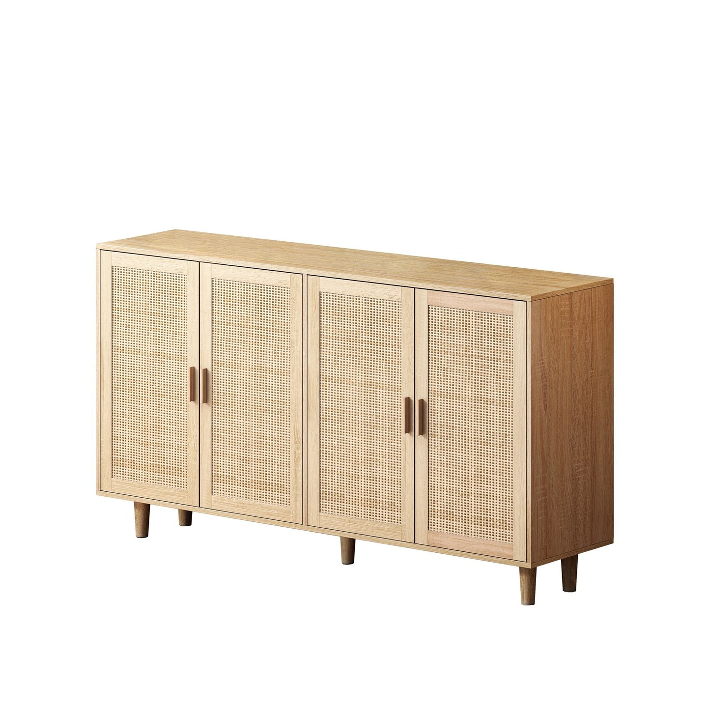 Elegant And Functional 4 Door Rattan Decorative Storage Cabinet Home Essentials