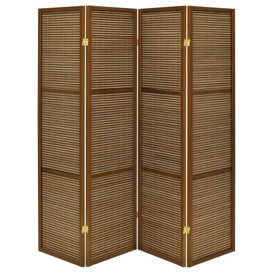 Browning - 4-Panel Bamboo Room Divider Folding Screen - Walnut Coaster Fine Furniture