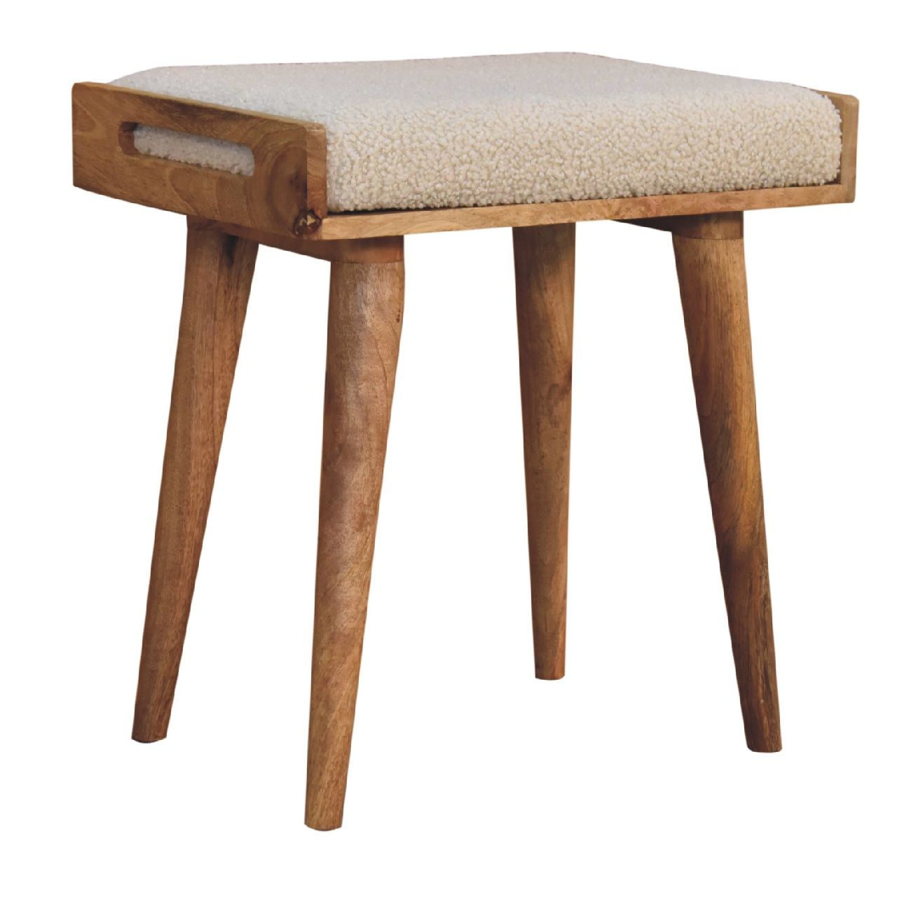 Boucle Tray Style Footstool - Cream Artisan Furniture