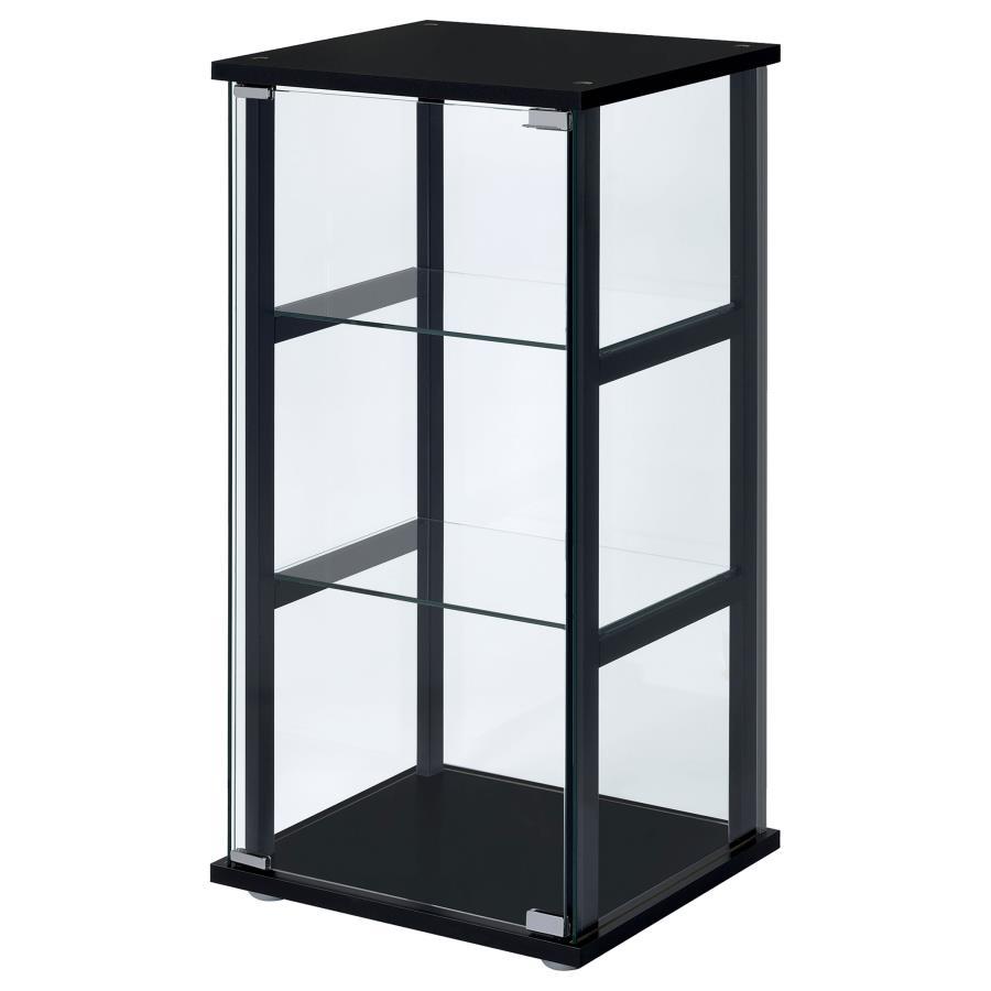 Cyclamen - 3-Shelf Clear Glass Curio Display Cabinet - Black CoasterEveryday