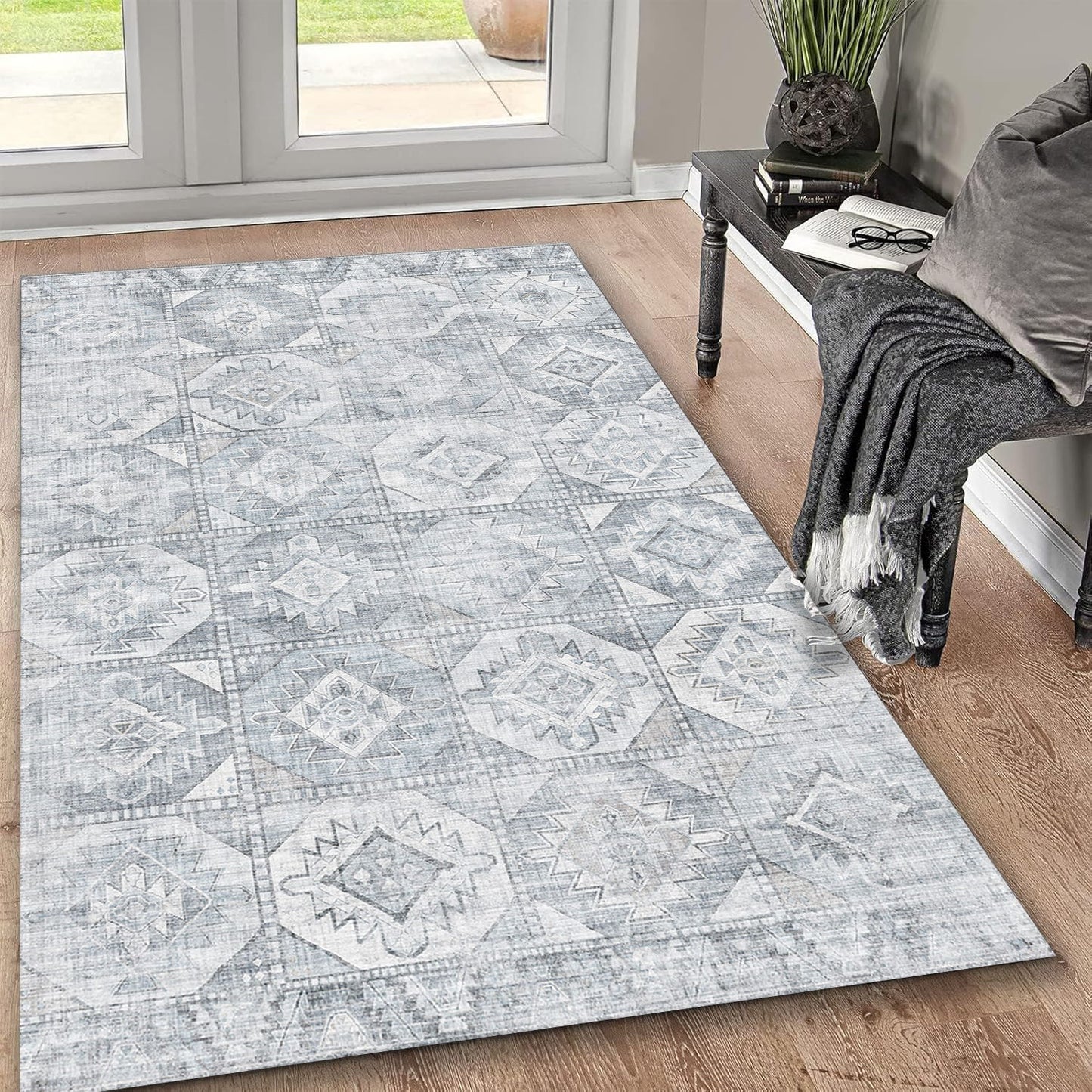 Toucan - Washable Non - Slip Area Rug - Silver Icona Home Decor