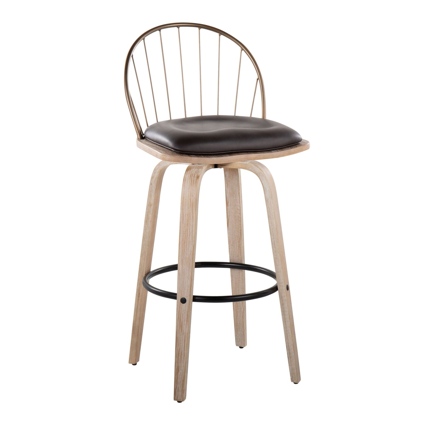 Riley - Industrial / Urban Fixed Height Barstool With Swivel With Removable Cushion (Set of 2) Lumi Source