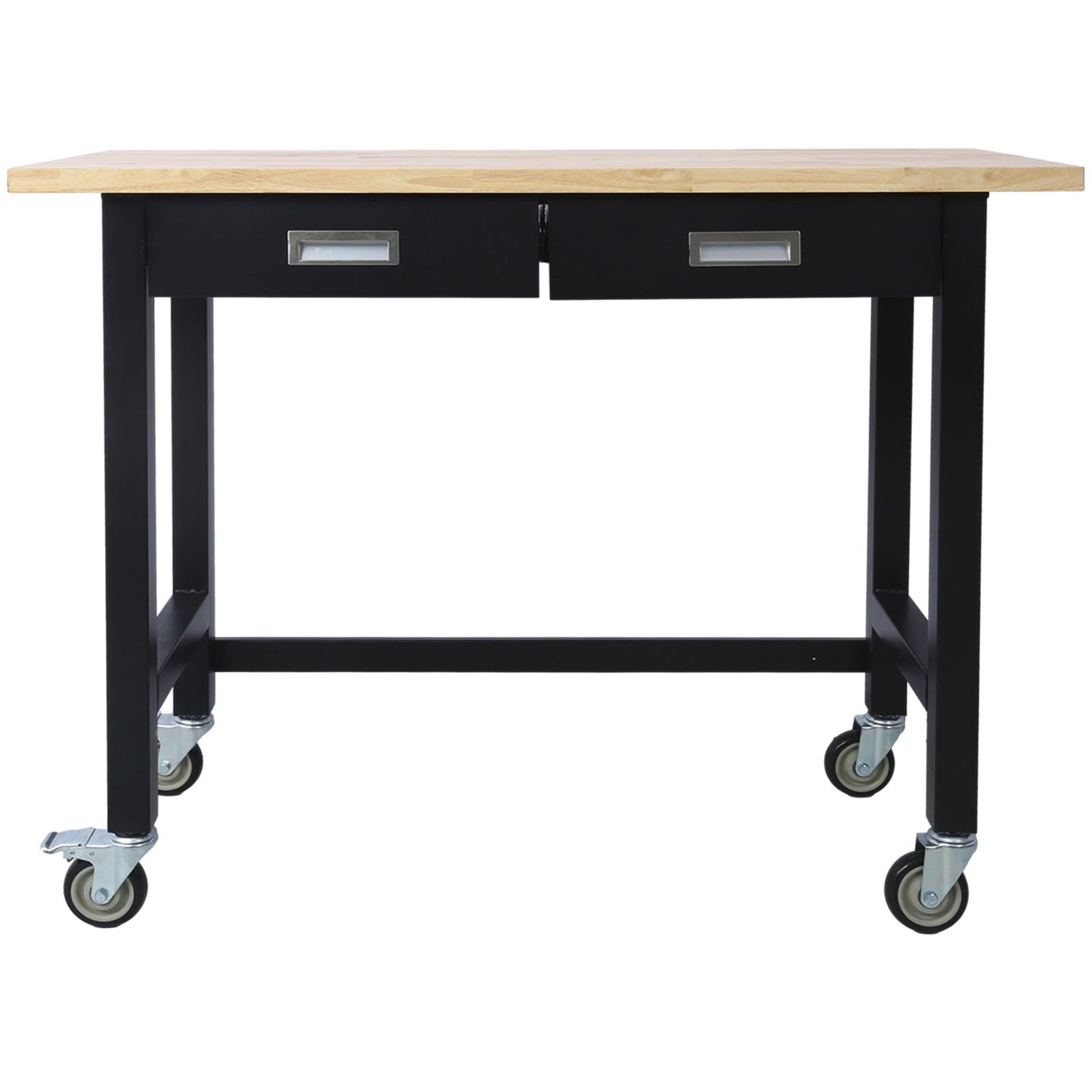 Work Bench, Workbench With Drawer Storage, Heavy Duty Bamboo Wood Work Table With Wheels For Garage Home Office Daily Nest