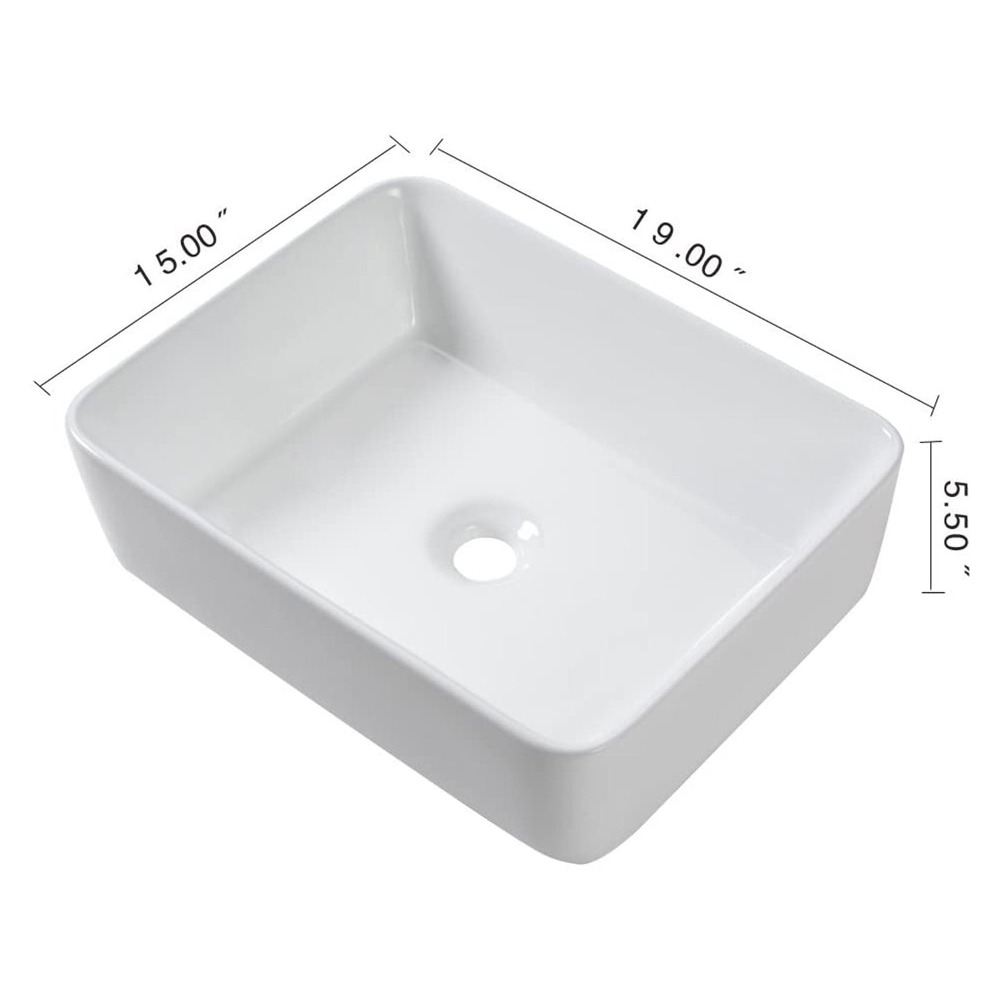 19" 5" Bathroom Sink Combo Rectangular Vessel Vanity Set With Faucet Drop In Ready Ceramic Basin - White / Black Daily Nest