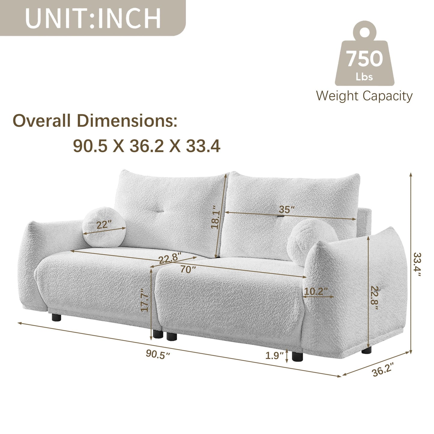 2 Seater Cushion Sofa With 2 Cushions And 2 Ball Pillows Home Essentials