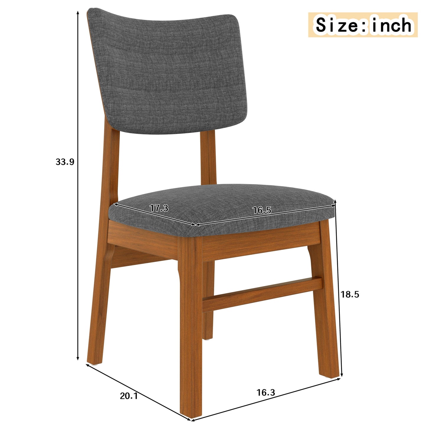 Dining Chairs (Set of 4), Wooden Dining Chair Armless, Mid Century Modern Upholstered Seat Cushion Dining Room Chair For Home Kitchen Dining Room Restaurant - Brown / Gray Hearth and Haven