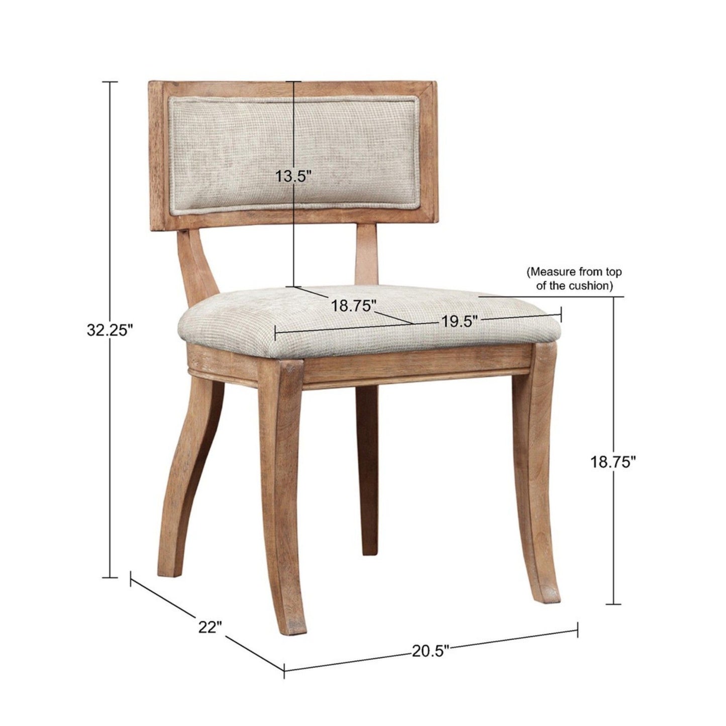 Classic Dining Chair With Curved Back (Set of 2) - Beige / Light Natural JLA