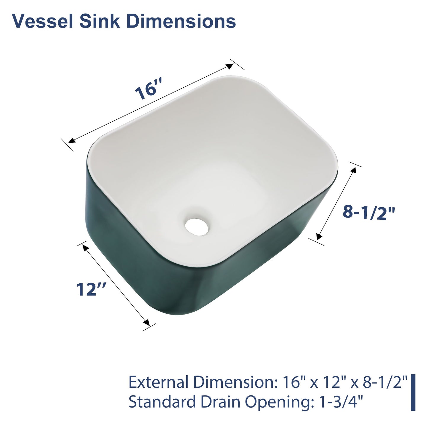 Square Vessel Bathroom Sink - Green Daily Nest