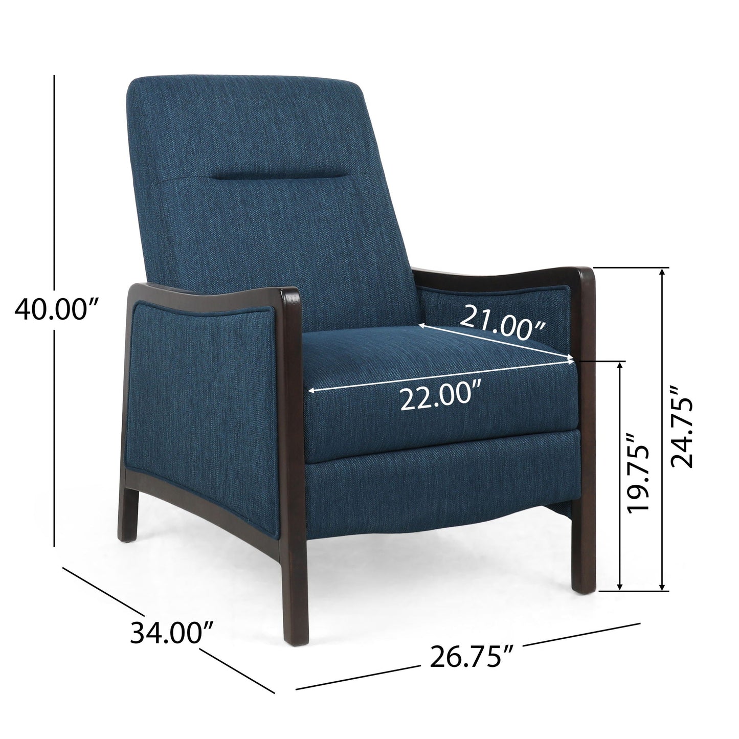 Drury - Contemporary Fabric Upholstered Pushback Recliner Noble House