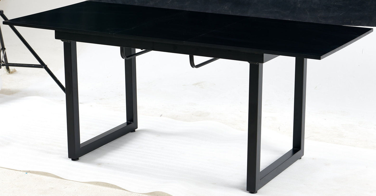 Square Extendable Dining Table With Metal Leg, Modern Space Saving Kitchen Table For Living Room Home Essentials
