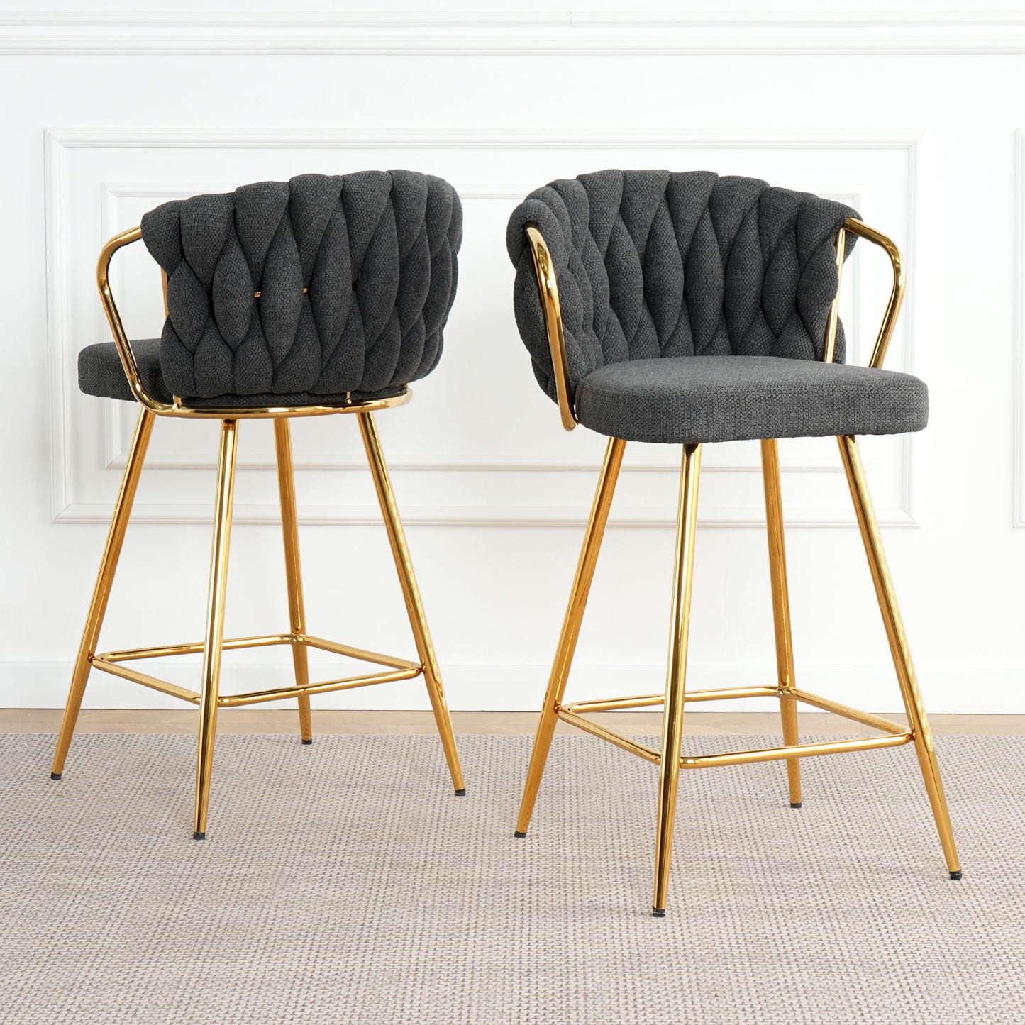 Modern Design High Stool With Plated Legs (Set of 2) Home Essentials