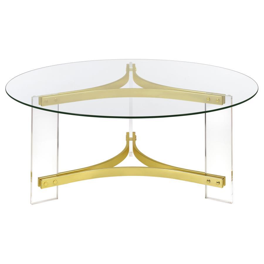 Janessa - Round Glass Top Acrylic Leg Table Coaster Fine Furniture