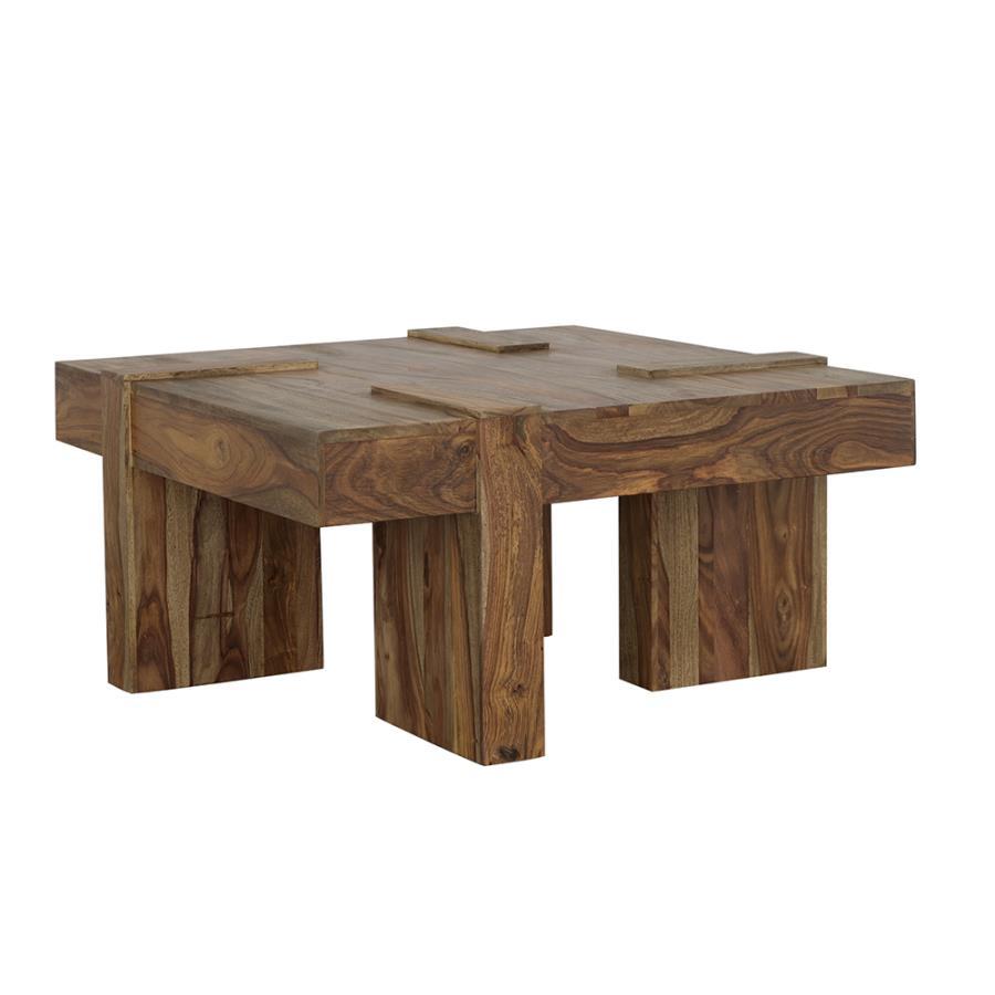 Samira - Square Solid Wood Coffee Table - Natural Sheesham CoasterEssence