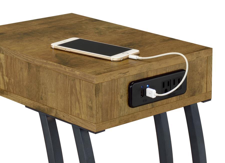 Troy - 1-Drawer C-Shaped Side Table Power Outlet CoasterEssence