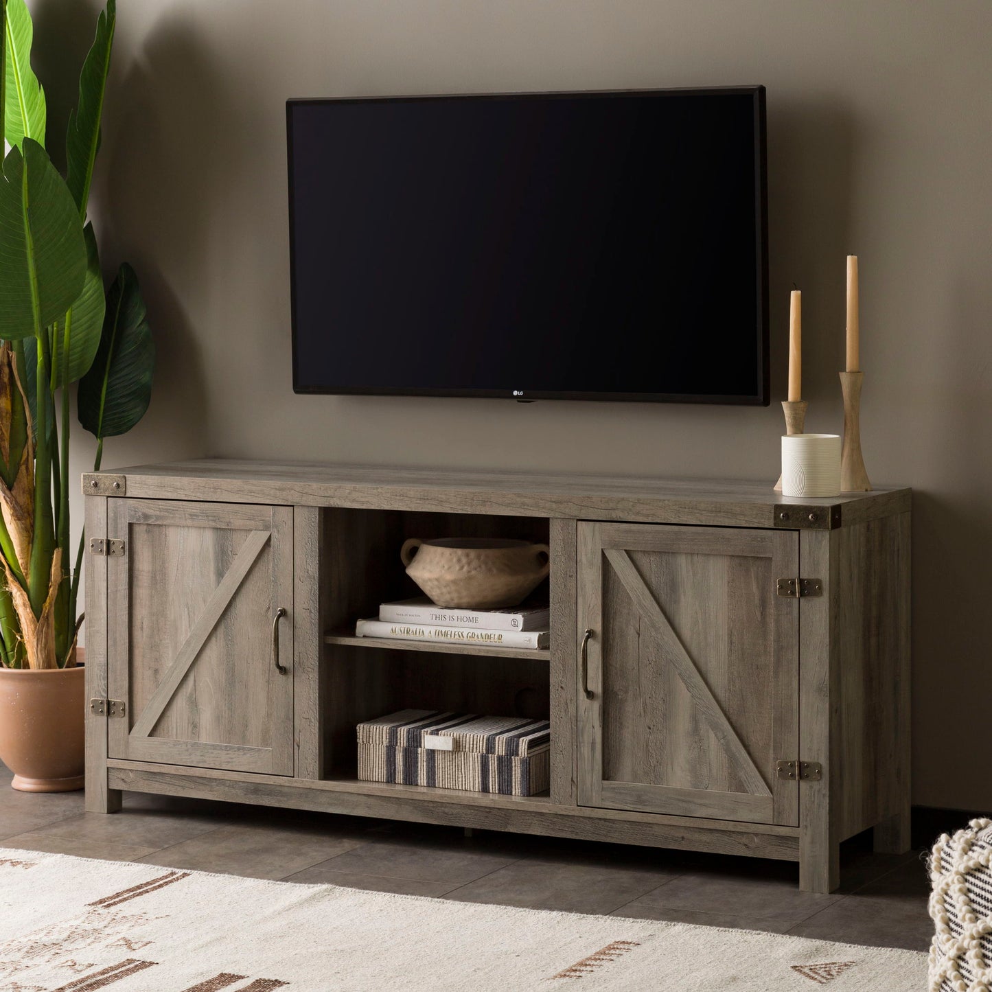 Farmhouse Barn Door TV Stand For TVs Up To 65" Walker Edison