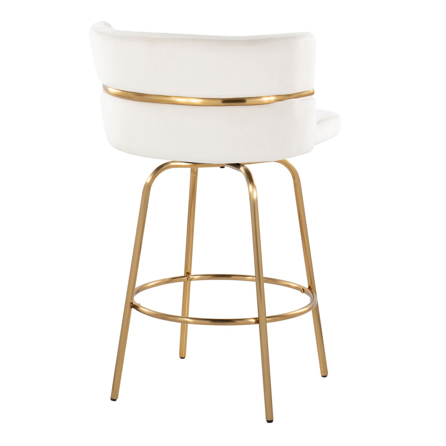 Cinch - Glam / Art Deco Fixed Height Counter Stool With Swivel With Round Footrest (Set of 2) Lumi Source