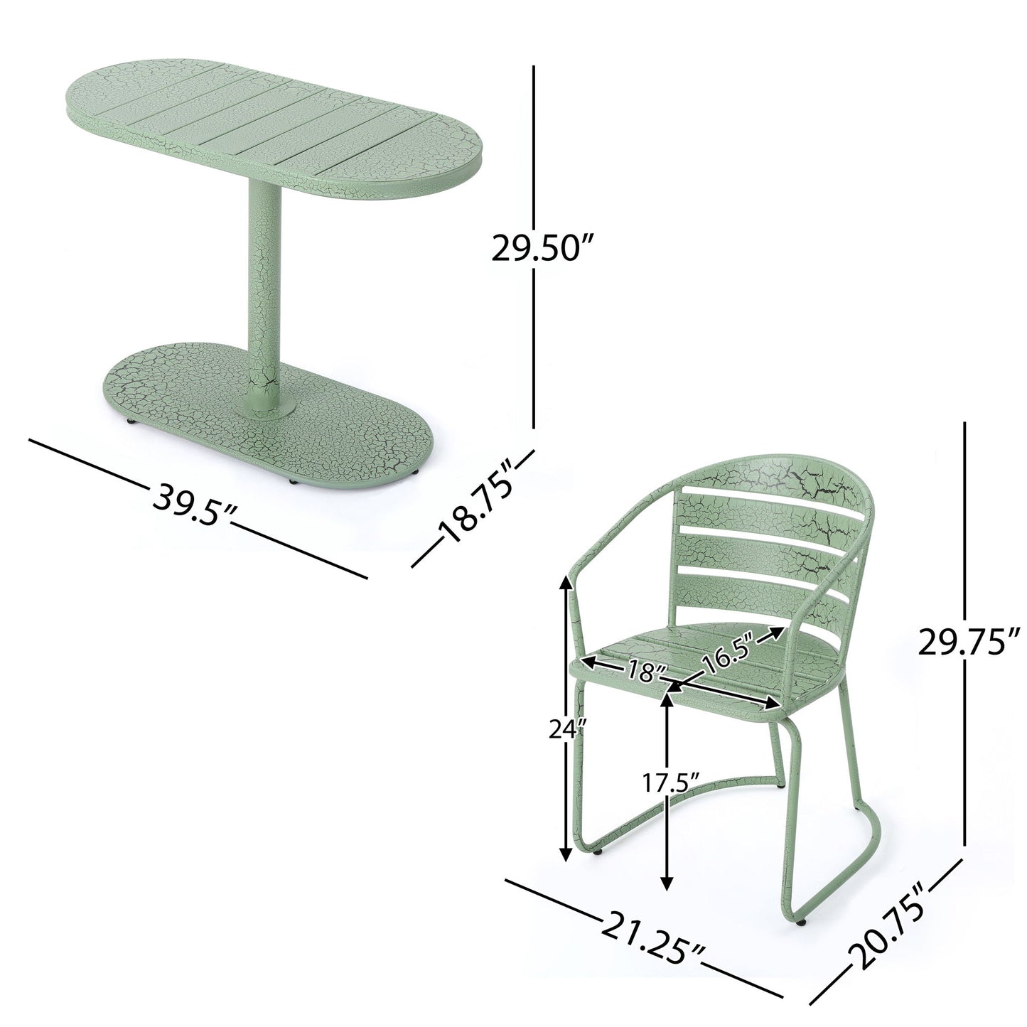 3 Piece Elegant Outdoor Bistro Set With 2 Chairs And Oval Table Noble House
