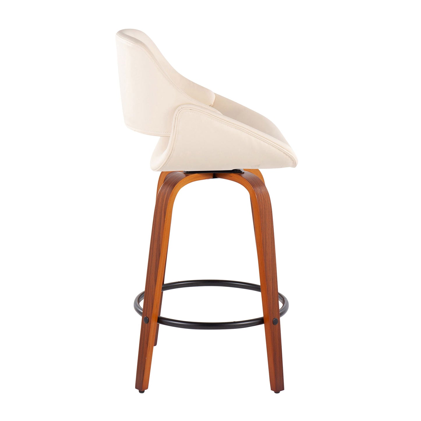 Fabrico - Mid Century Modern Fixed Height Counter Stool And Round Footrest (Set of 2) Lumi Source