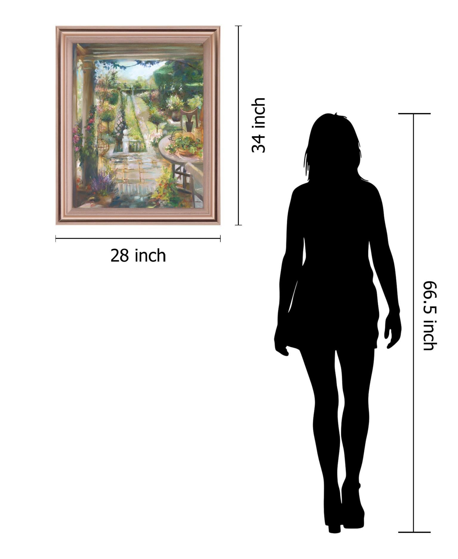 Sunlit Garden Retreat - 34" x 28" Framed Wall Art Classy Art
