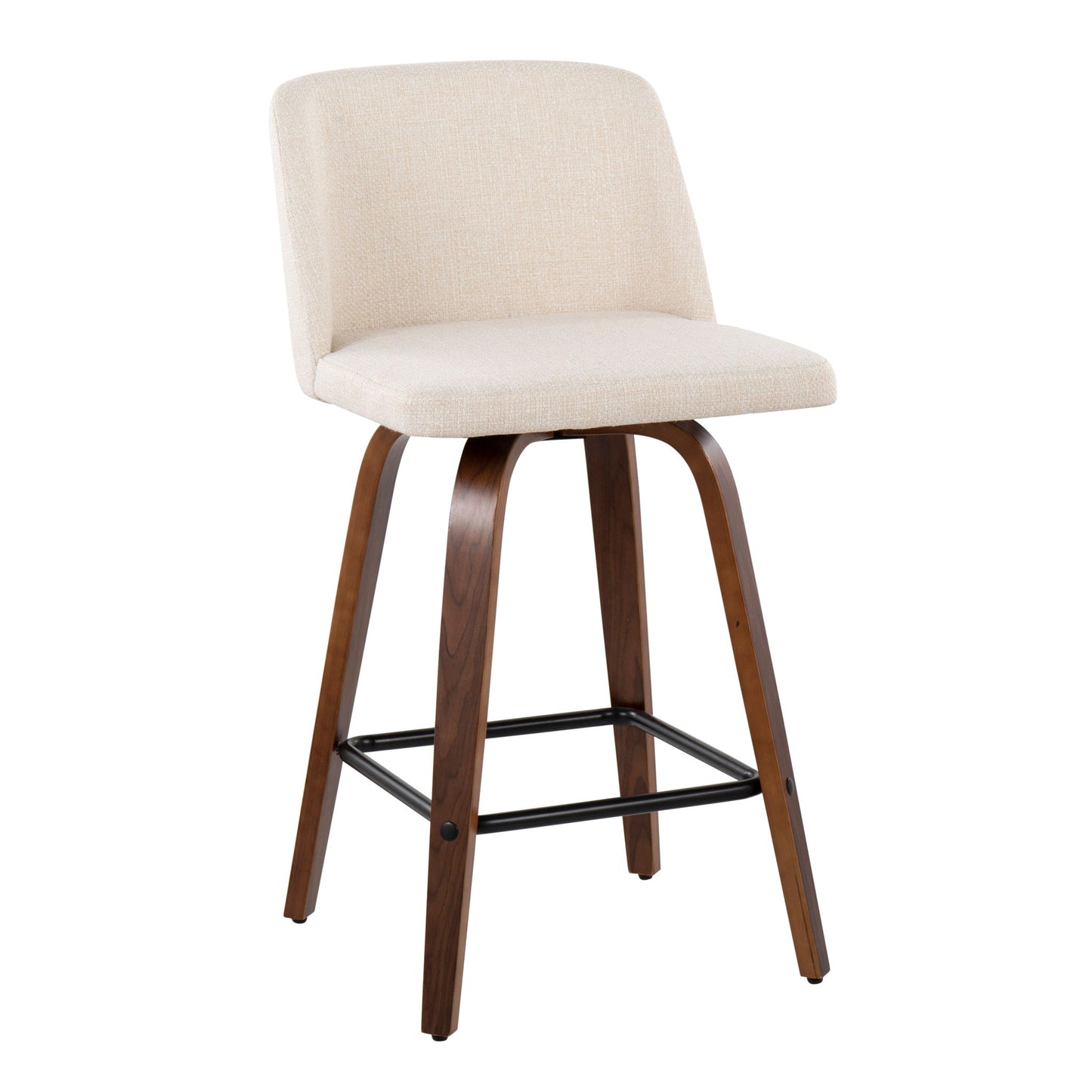 Toriano - Mid Century Modern Fixed Height Counter Stool & Square Footrest (Set of 2) Lumi Source