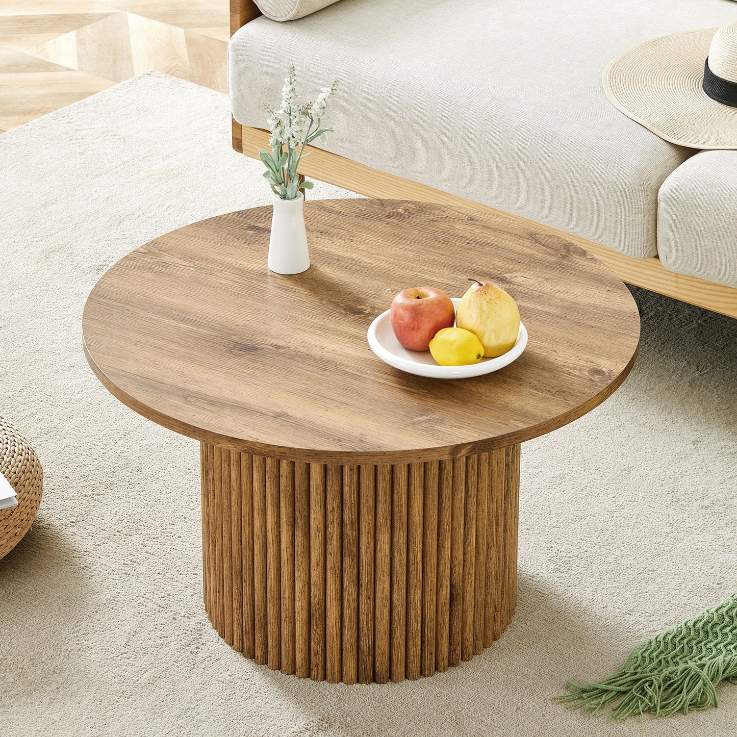 Modern Circular Coffee Table Cylindrical Design Home Essentials