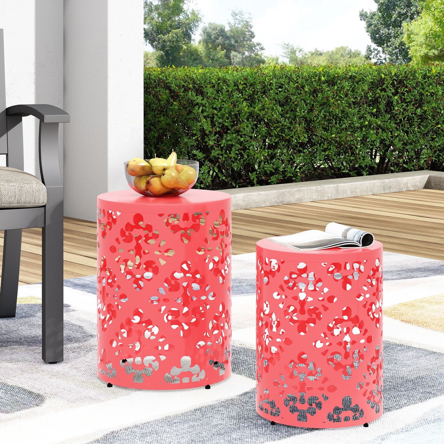 Outdoor Metal Modern Design End Table Noble House