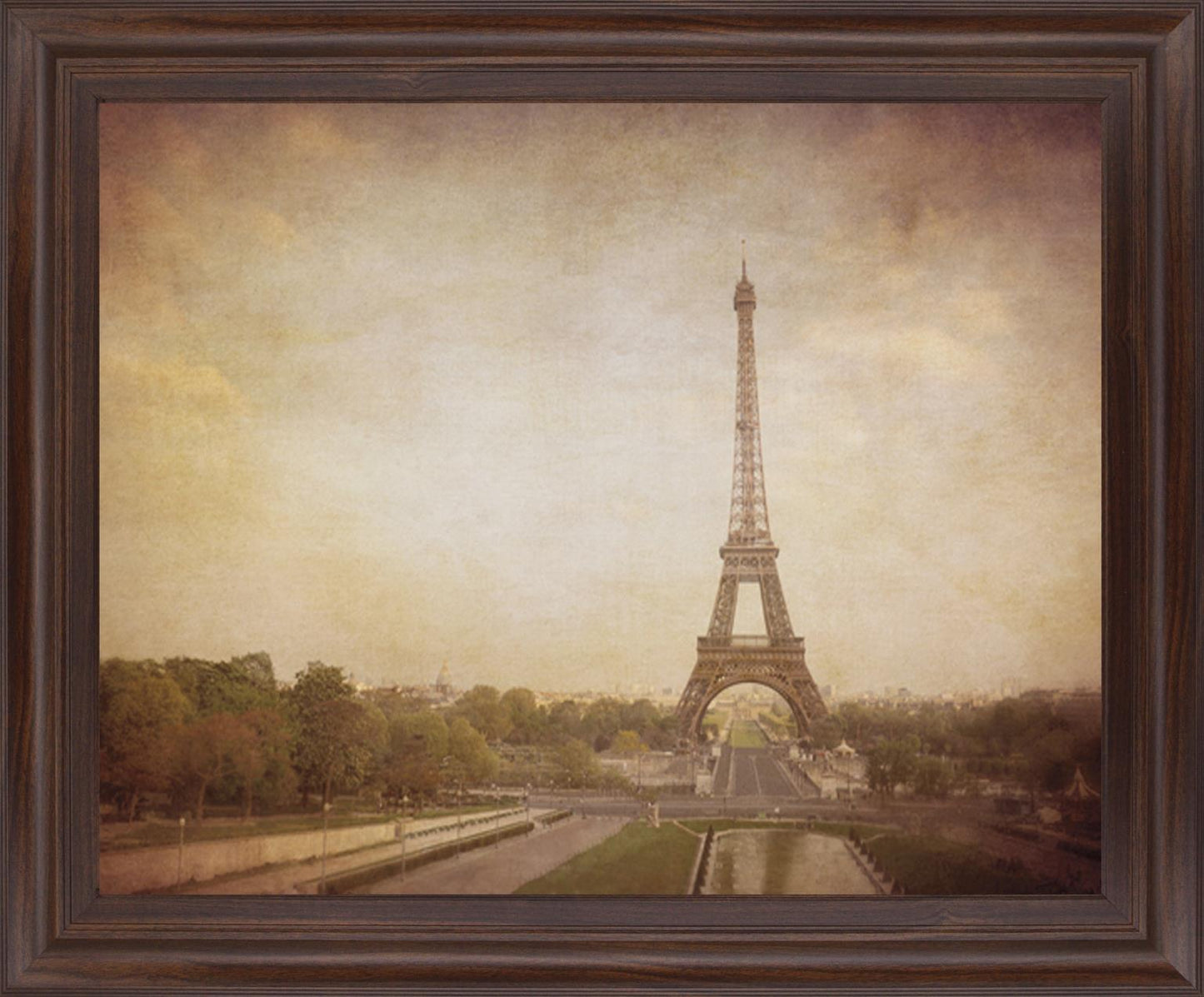 Sepia Eiffel View - 28" x 34" Framed Wall Art Classy Art