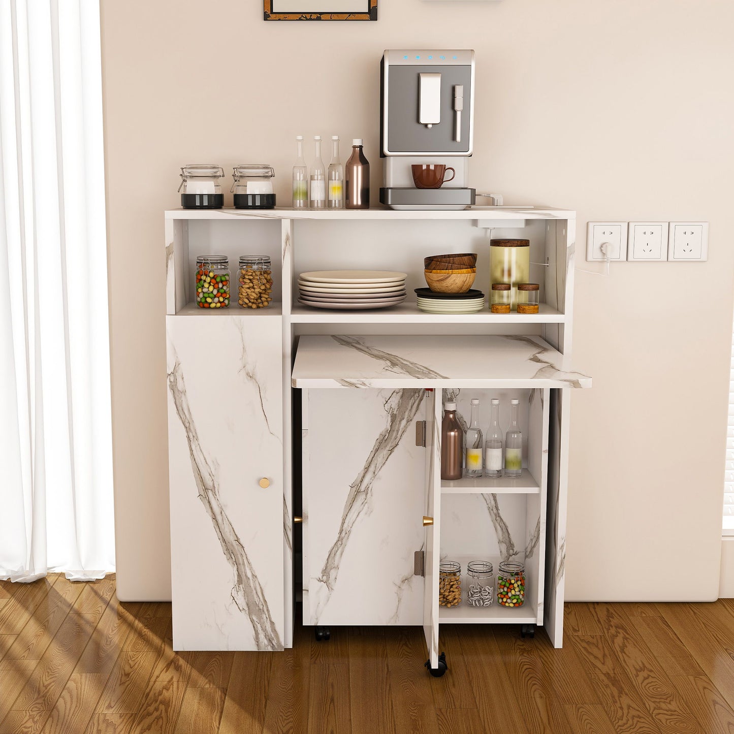 Multifunctional Folding Dining Table With Wall-Mounted Sideboard & Storage Home Essentials