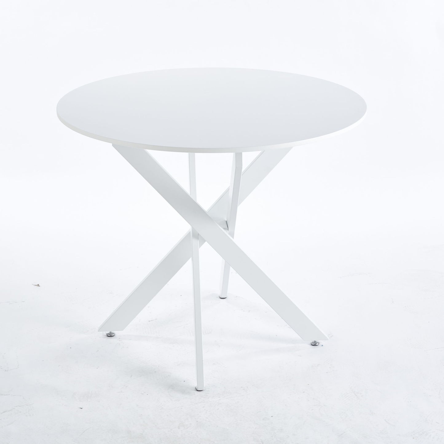 Mid-Century Dining Table For 4 - 6 People With Round MDF Table Top, Pedestal Dining Table, End Table Leisure Coffee Table, Cross Leg Home Essentials