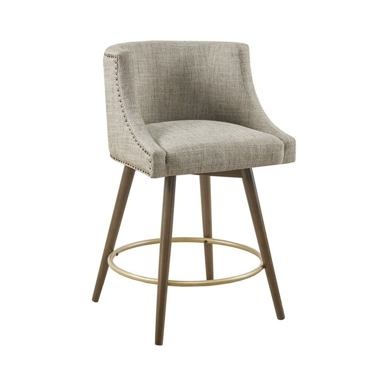 Swivel Counter Stool With Antique Bronze Detailing - Beige Multi JLA