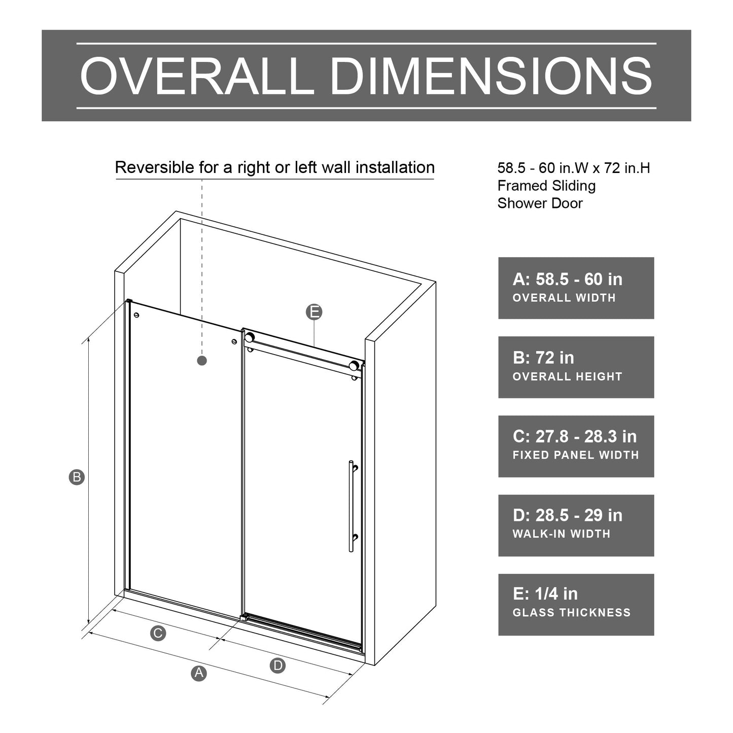 Frameless Shower Door Single Sliding, Adjustable Zinc Roller Rail - Chrome Daily Nest