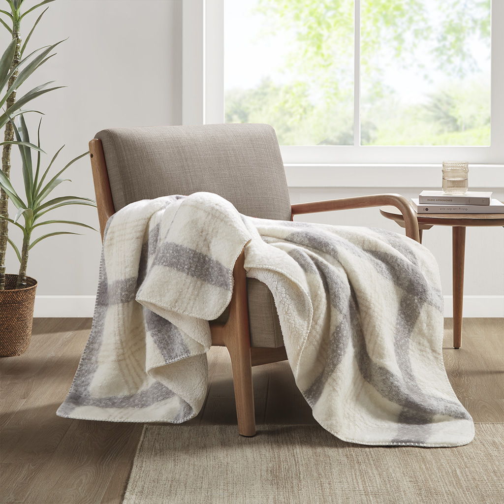 Bloomington - Faux Mohair to Sherpa Throw - Natural Woolrich