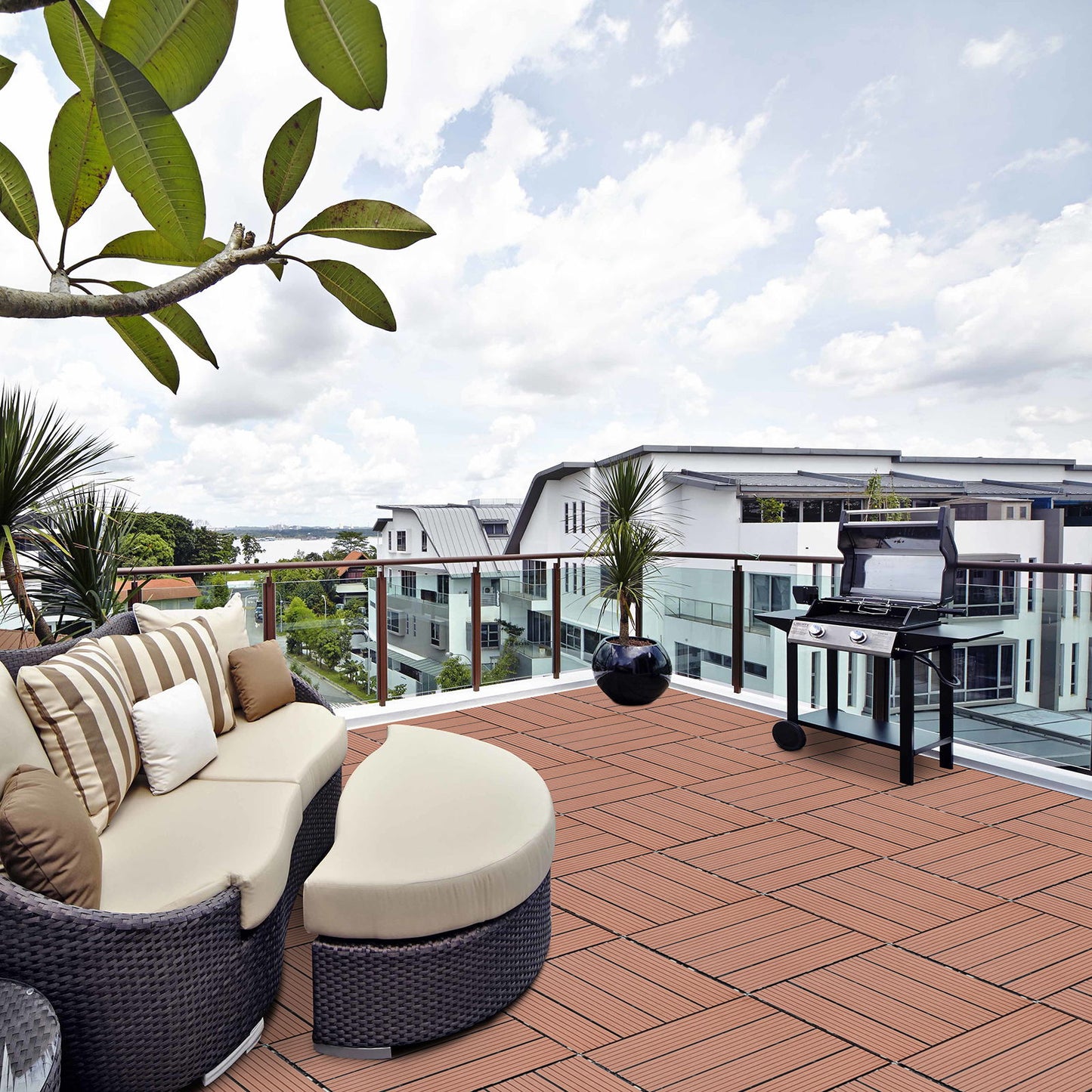 Wood Plastic Composite Deck Tiles, Sustainable Composite Decking Resist Rust, Water, Weather, Easy To Diy & Maintain Daily Nest