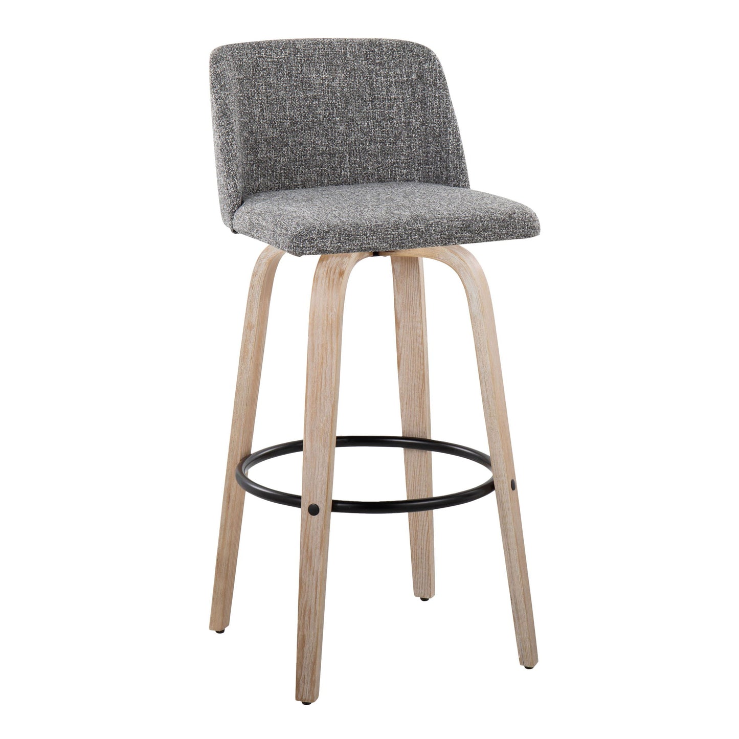 Toriano - Mid-Century Modern Fixed Height BarStool With Round Footrest (Set of 2) Lumi Source