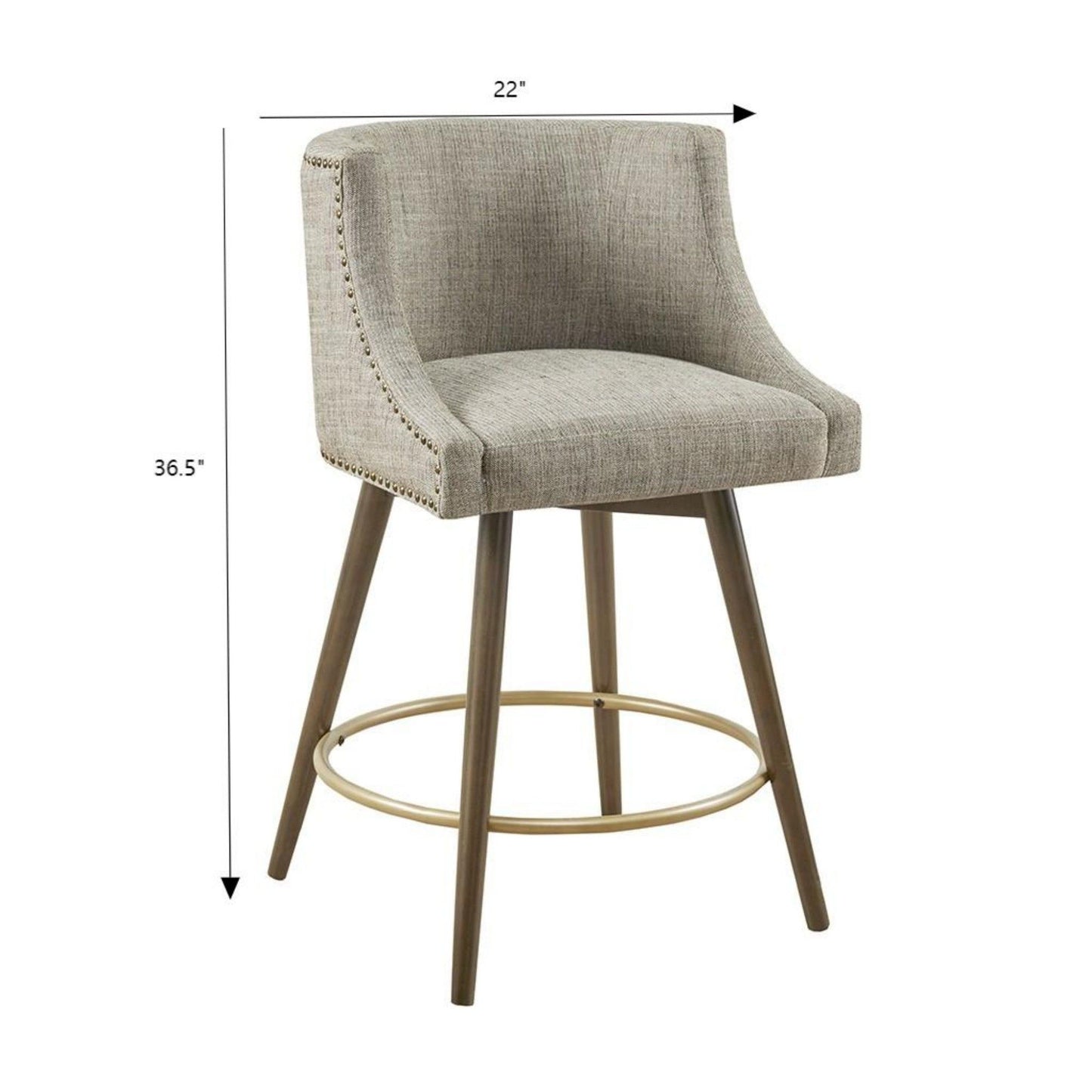 Swivel Counter Stool With Antique Bronze Detailing - Beige Multi JLA