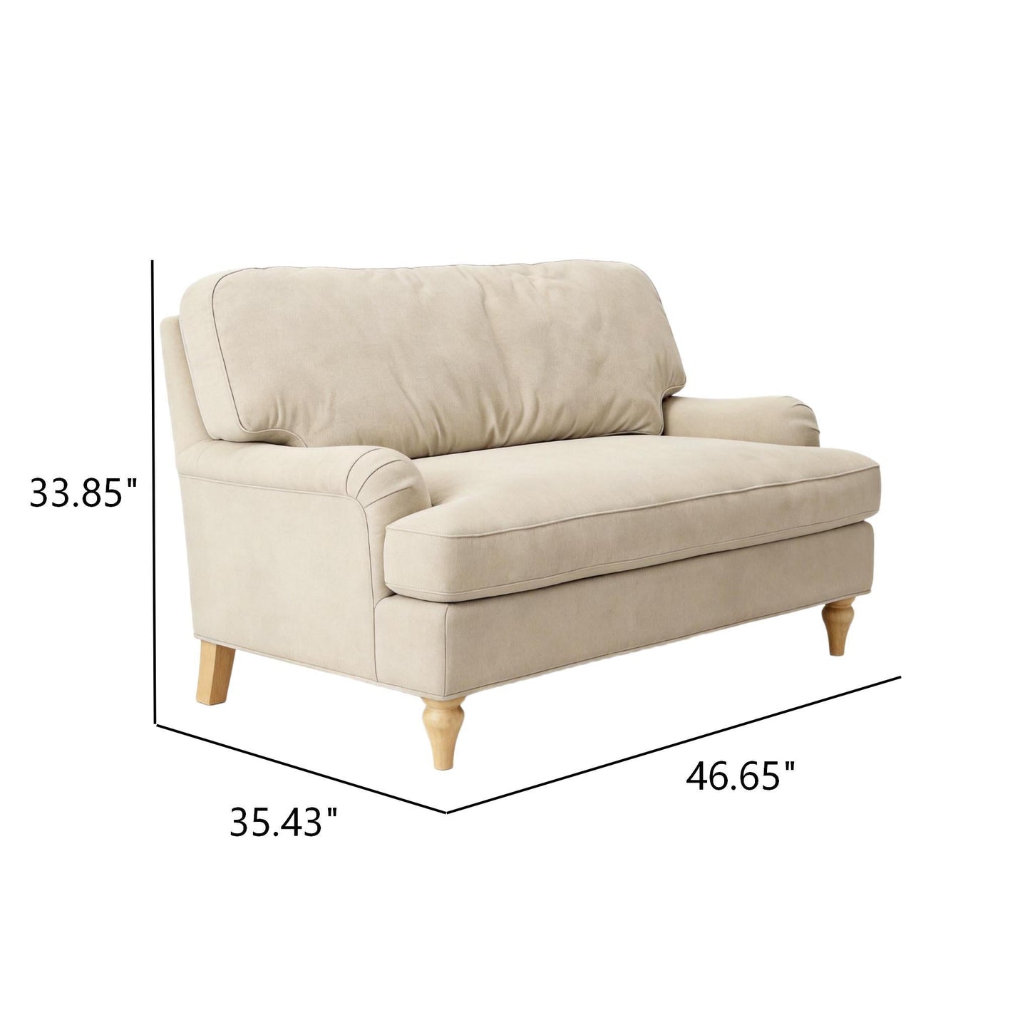Loveseat Sofa, Upholstered Small Couch For Living Room - Cream Beige Home Essentials