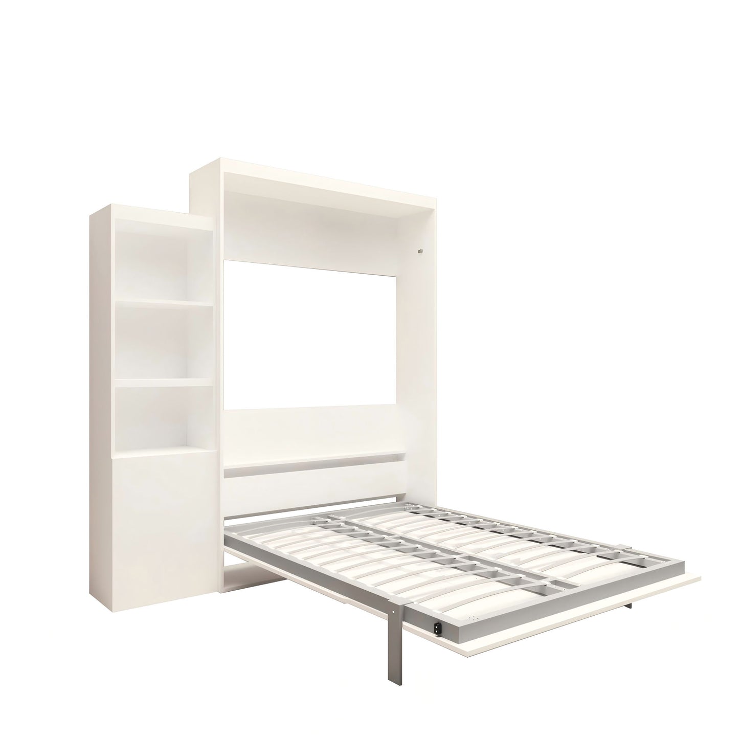 Morden Deisgn Vertical Murphy Bed With Shelf And Drawers For Bedroom Or Guestroom Wall Bed Space Saving Hidden Bed With New Style Gas Struts