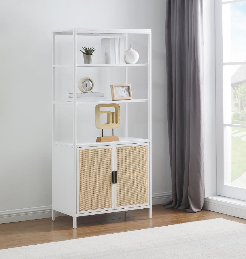 Amherst - 3-Shelf Radio Weave Cane Metal Accent Cabinet Coaster Fine Furniture