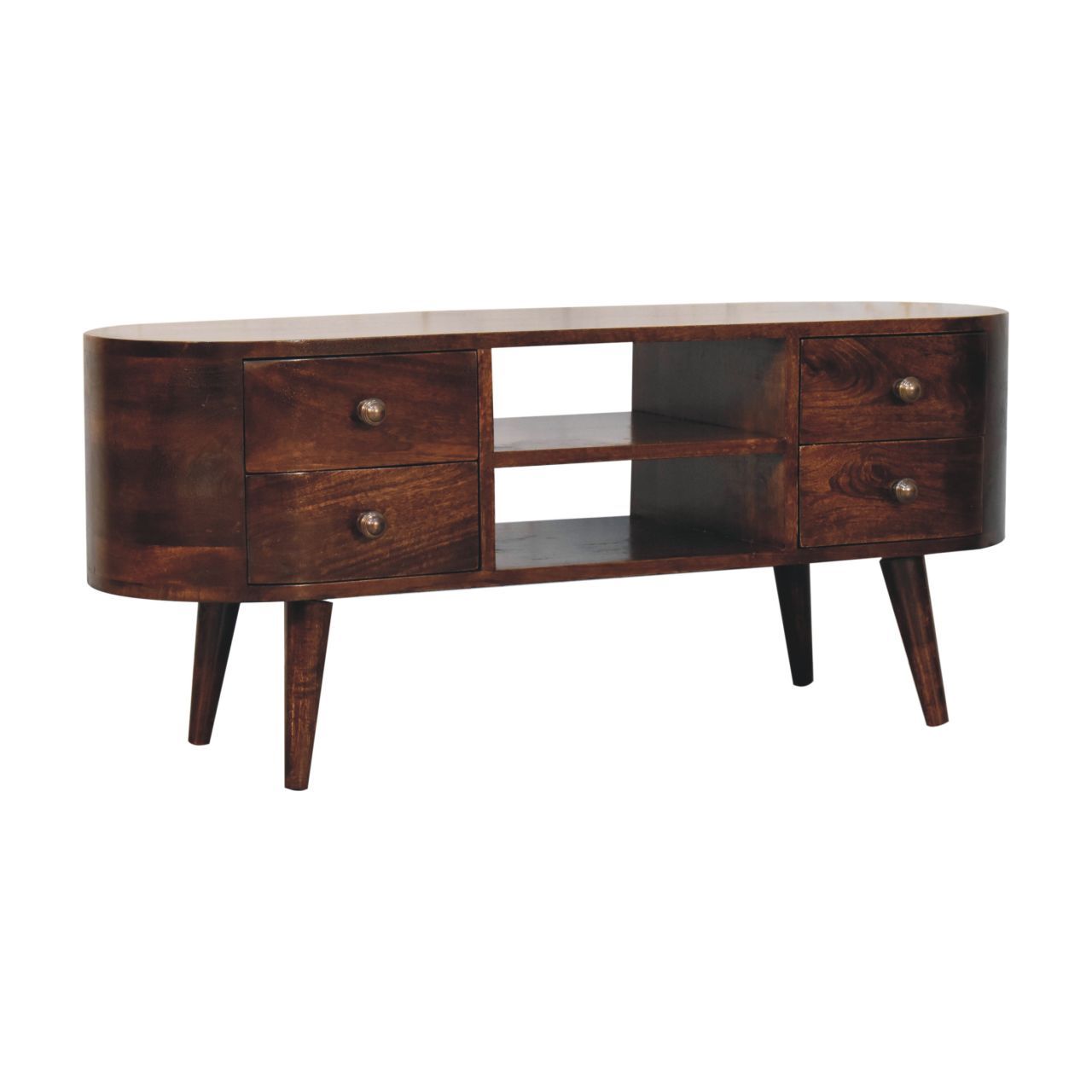 Solid Wood Rounded Entertainment Unit Artisan Furniture