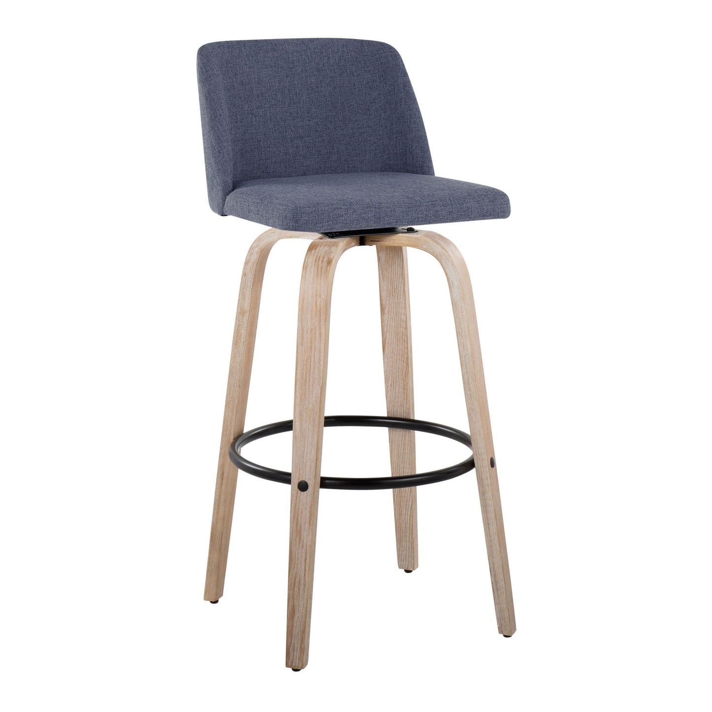 Toriano - Mid-Century Modern Fixed Height BarStool With Round Footrest (Set of 2) Lumi Source