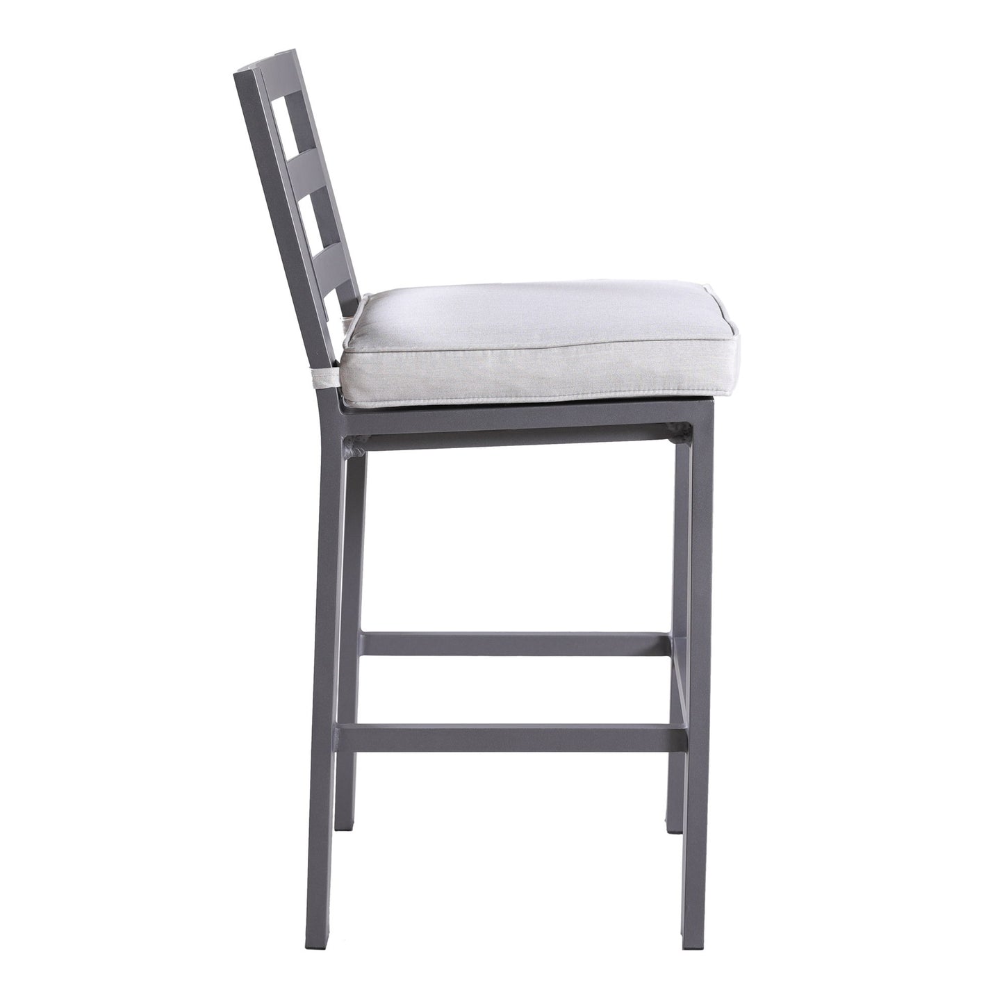Outdoor Armless Aluminum Barstools With Cushion (Set of 2) - Pewter Home Essentials