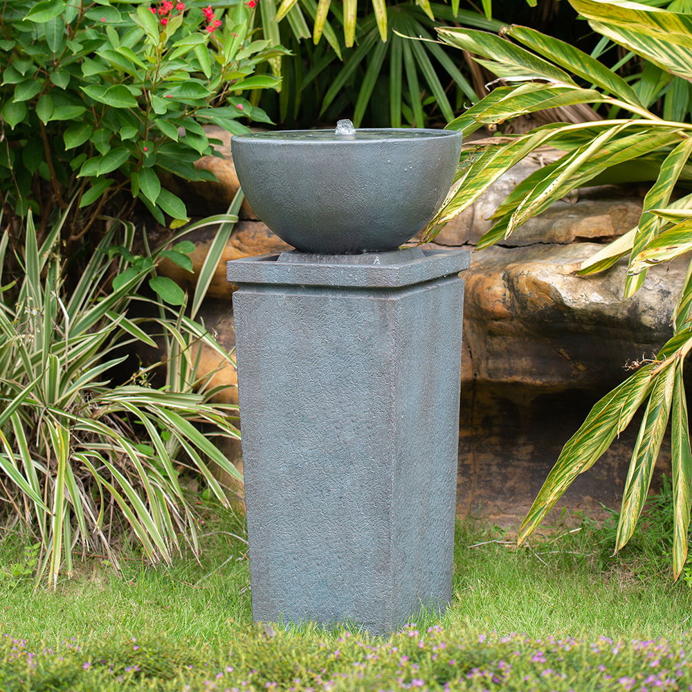 Zen Bowl Water Fountain, Outdoor Bird Feeder / Bath Fountains, Relaxing Water Feature For Garden Daily Nest