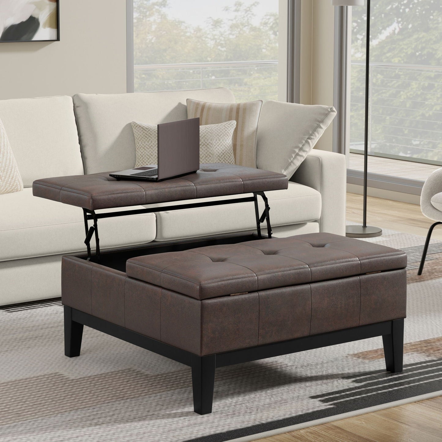 Dover - Multifunctional Lift Top Coffee Table Storage Ottoman Simpli-Home