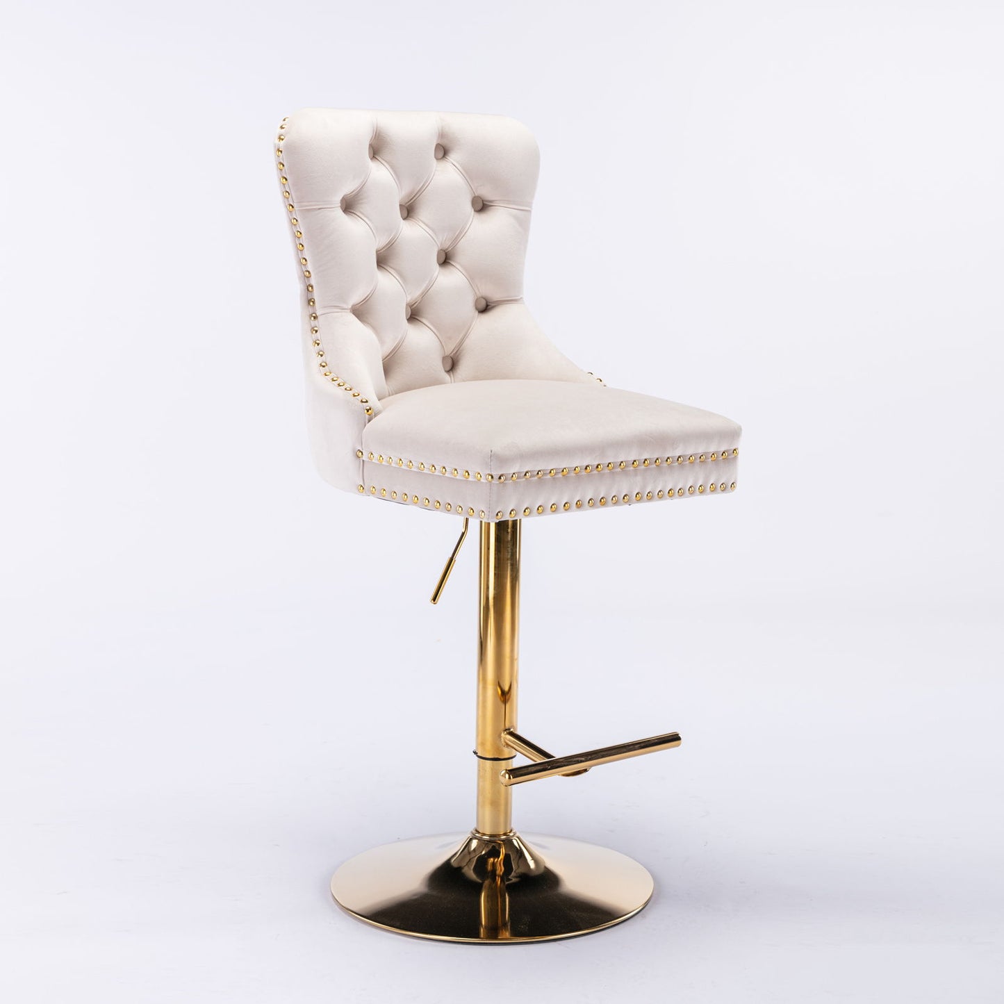 Thick Golden Swivel Velvet Barstools Adjusatble Seat Height From 25-33", Modern Upholstered Bar Stools With Backs Comfortable Tufted For Home Pub And Kitchen Island (Set of 2) Home Essentials