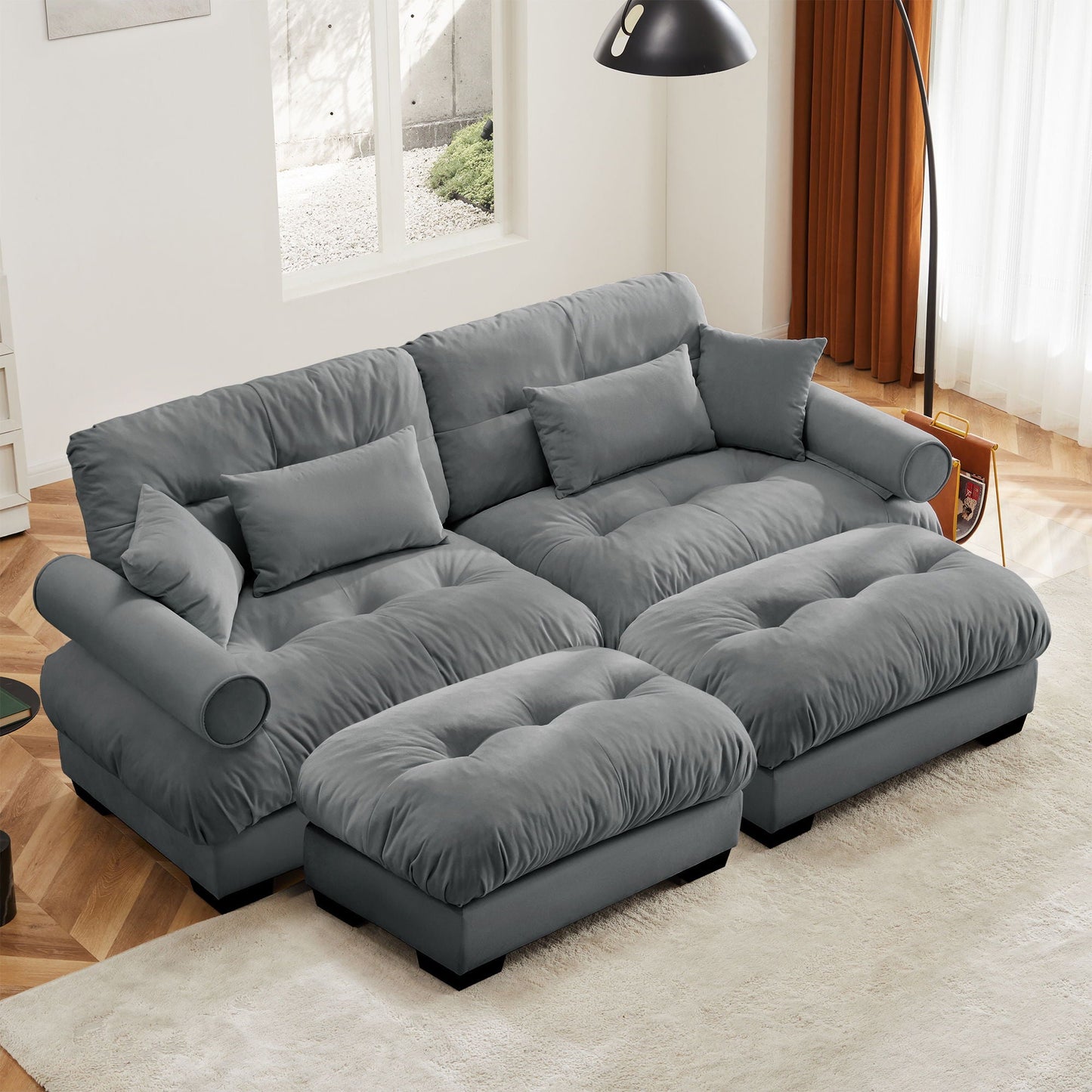 Super Comfort Oversized Modular Sectional Sofa With Movable Ottoman - Snoozhouse