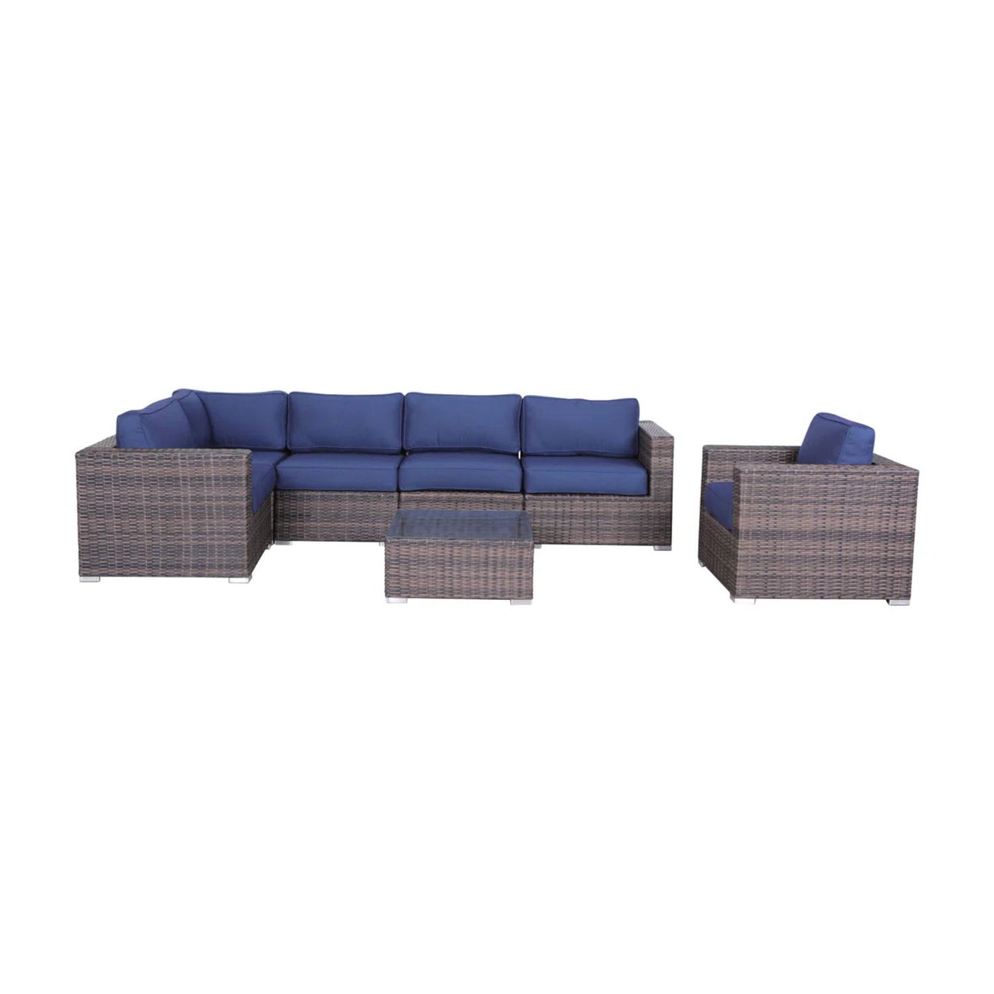 Wicker Seating Group Set With Table And Cushions LSI Patio Furniture